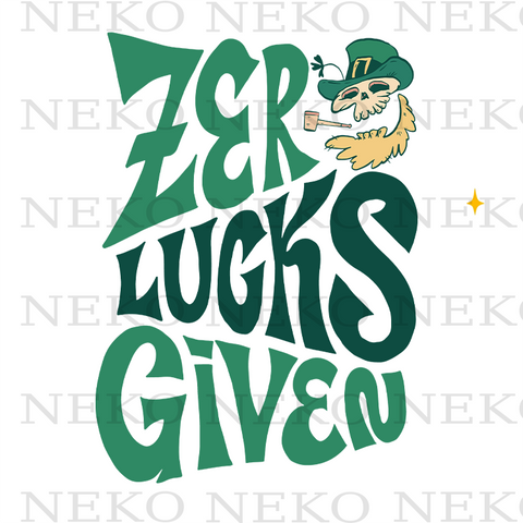 Zero Lucks Given St Patrick's Day DTF Transfer -  5 Pack