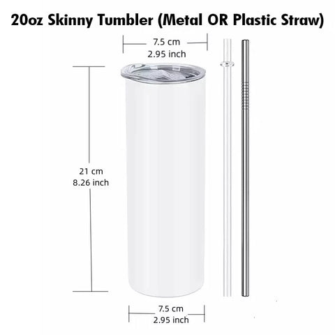 Case of 25 Sublimation 20 oz Skinny Tumblers