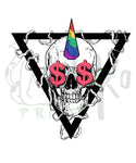 Unicorn Money Skull PNG