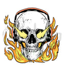 Flames And Lightning Skull PNG